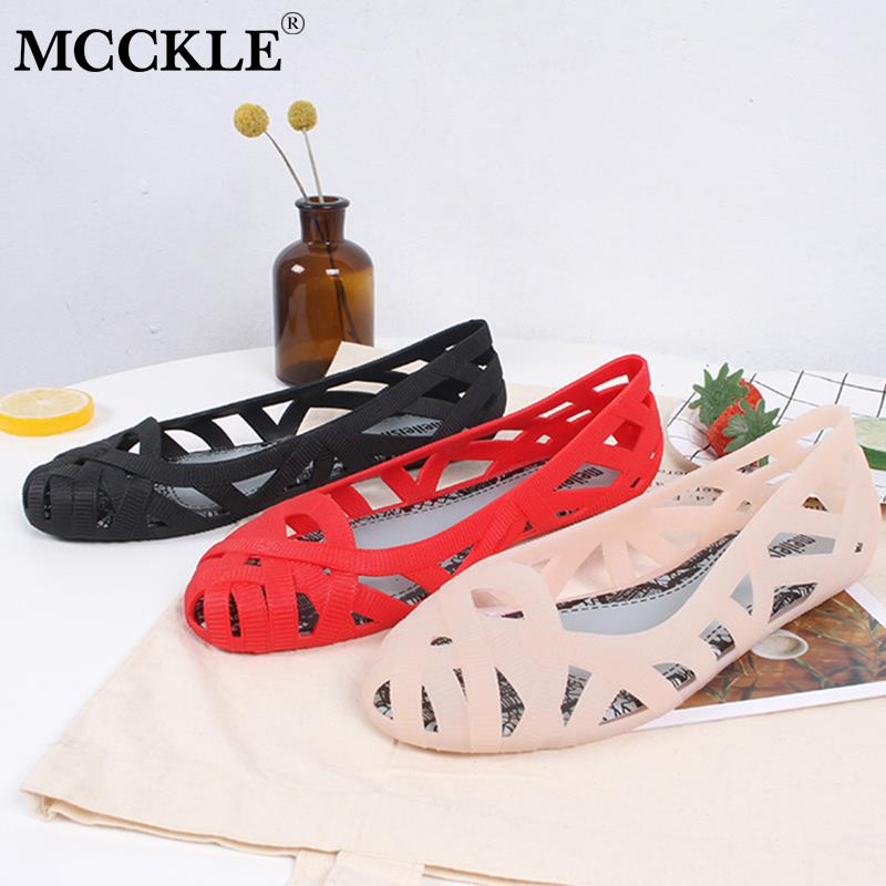 MCCKLE Women's Sandals Hollow Summer Shoes for Women Slip on Jelly Shoes Sandals Fashion Soft Light Slides Ladies Comfort Shoe