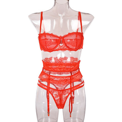 Yimunancy 3-piece Lingerie Set Women Transparent Sexy Bra Set 2020 Ladies Lace Lingerie Intimates Underwear Set