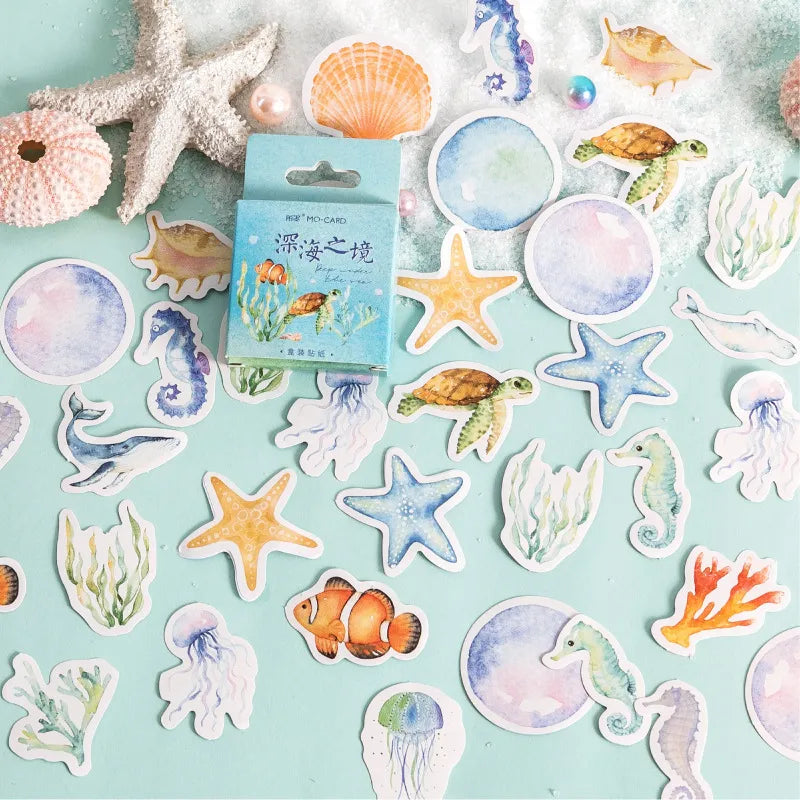 46pcs Underwater Marine Animals Stickers Decorative